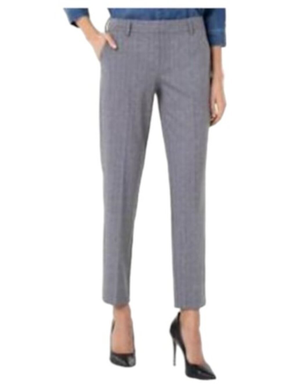 Liverpool Kristiana Straight Ankle Pants - Houndstooth Print Gray/Dk Gray - 18W